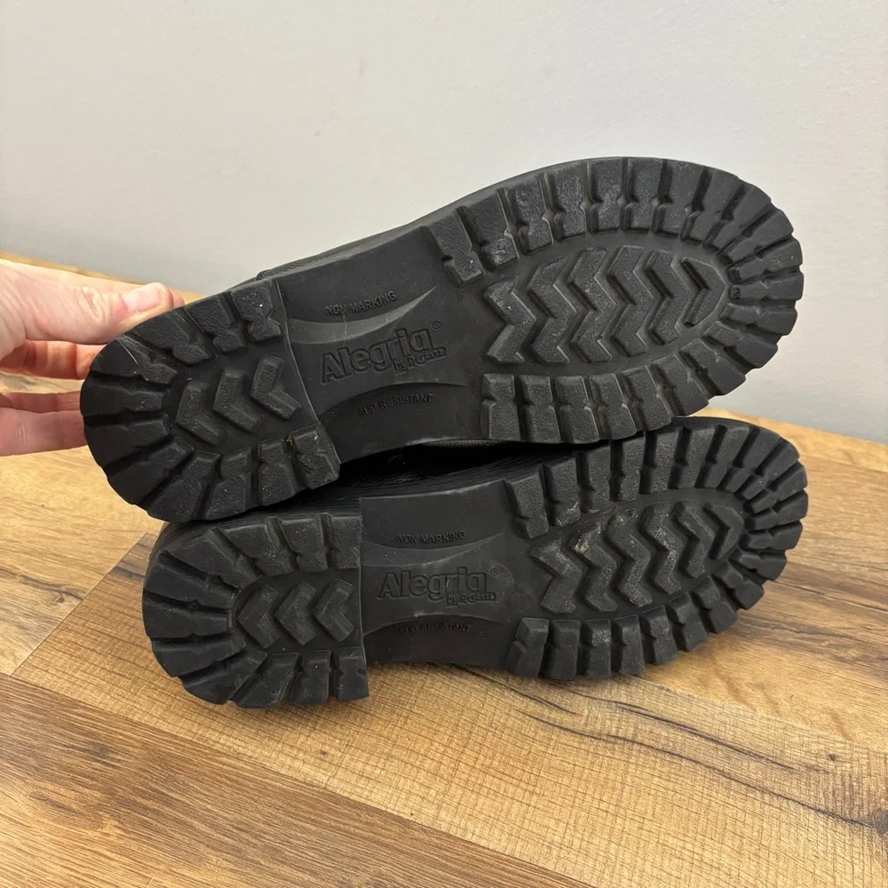 Alegria Shayne Leather Ankle Boots Lug Sole Black Women’s - Picture 7 of 9